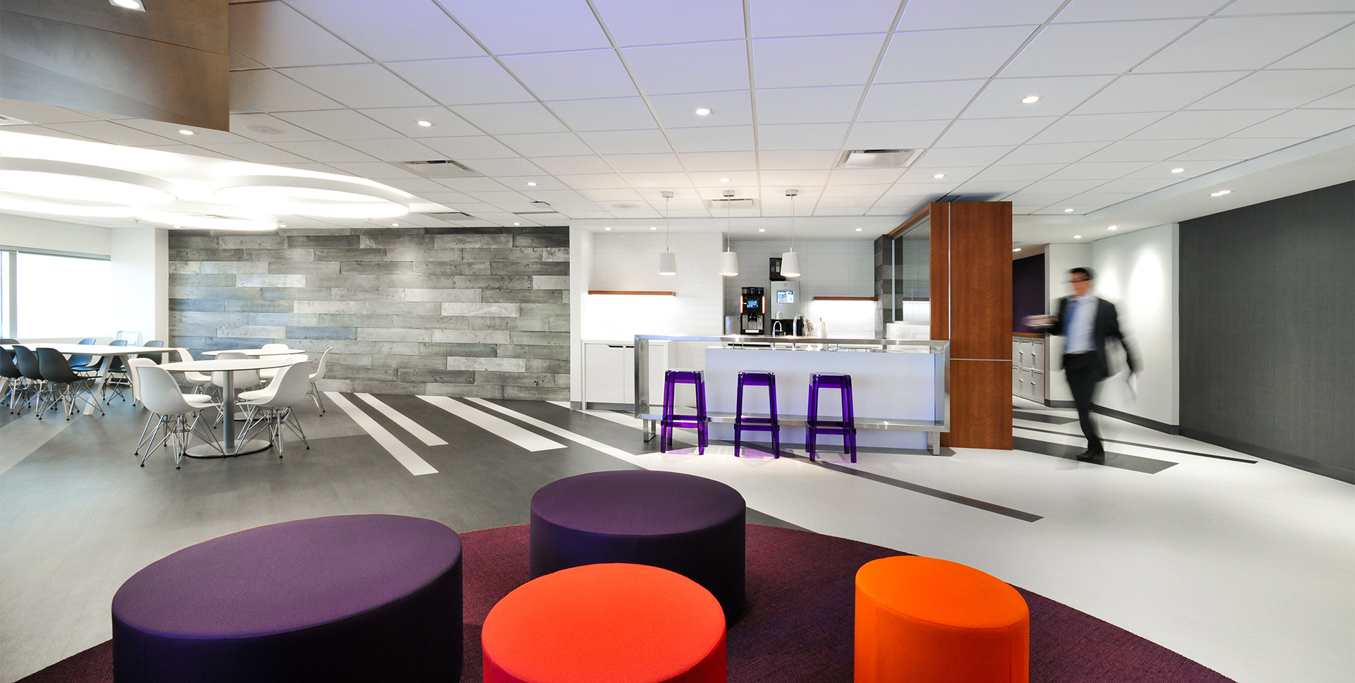 Commercial Interior Projects - Cafeteria at RCGT headquarters in Montreal designed by VAD Interior Designers