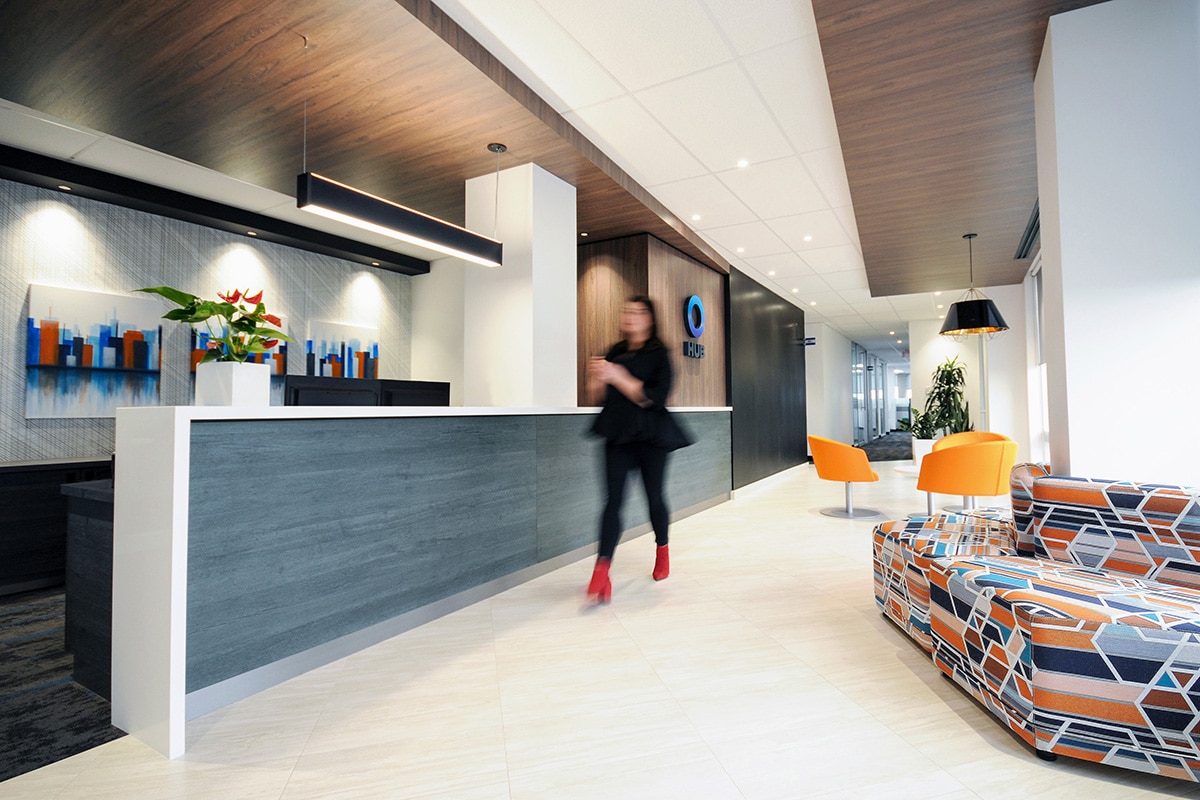 Commercial Interior Projects - Reception at Hub International Offices designed by VAD Interior Designers