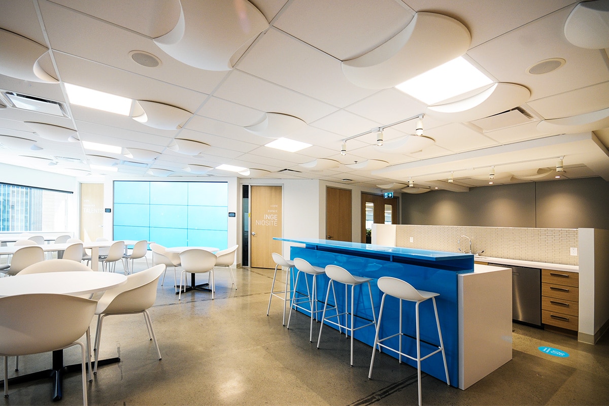 Commercial Interior Projects - Cafeteria at Logistec Headquarters in Montreal designed by VAD Interior Designers