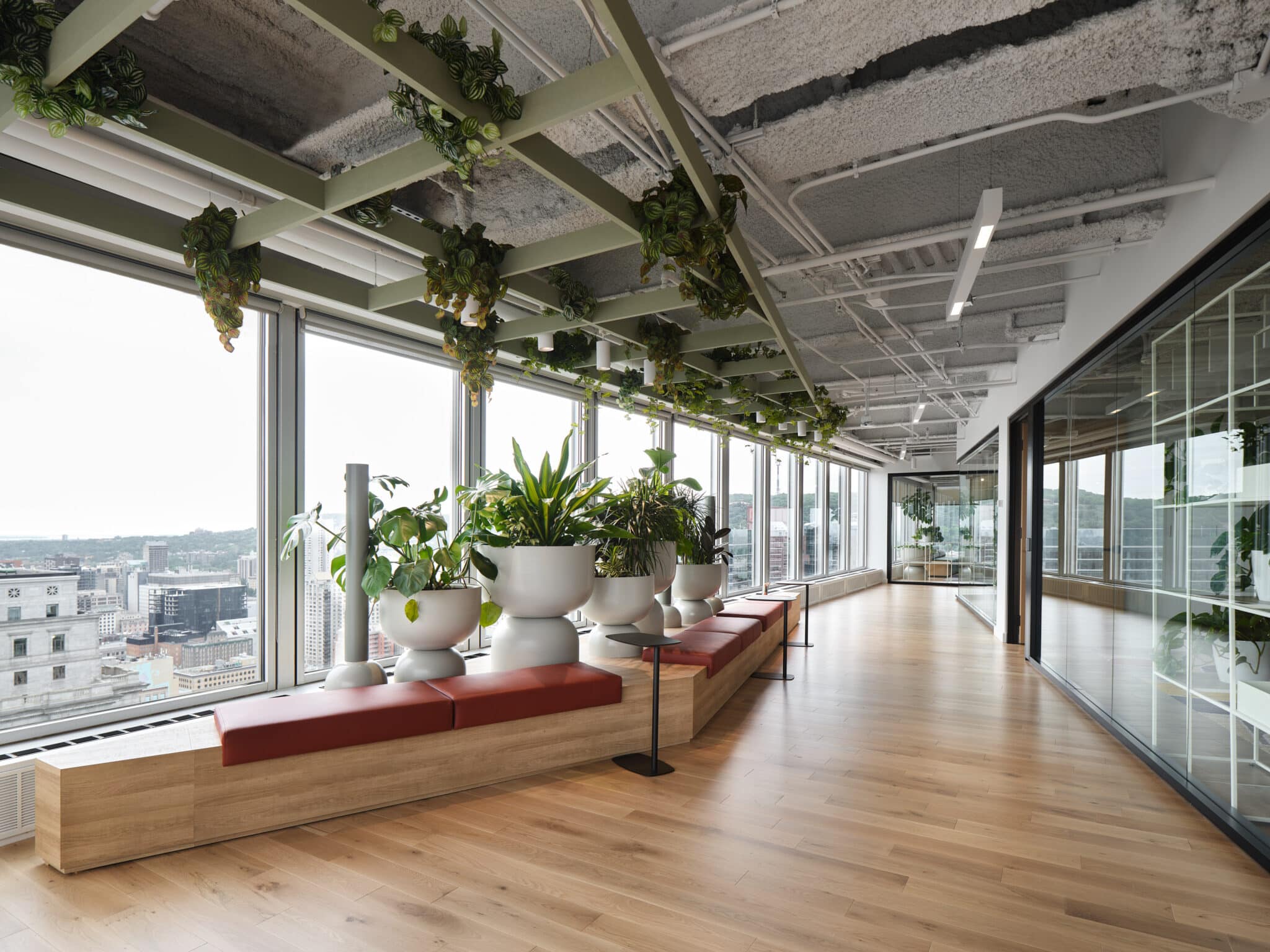 Projet de design corporatif - Corridor et plantes au FLEX à Place Ville Marie pour Ivanhoé Cambridge par VAD Designers d'espaces